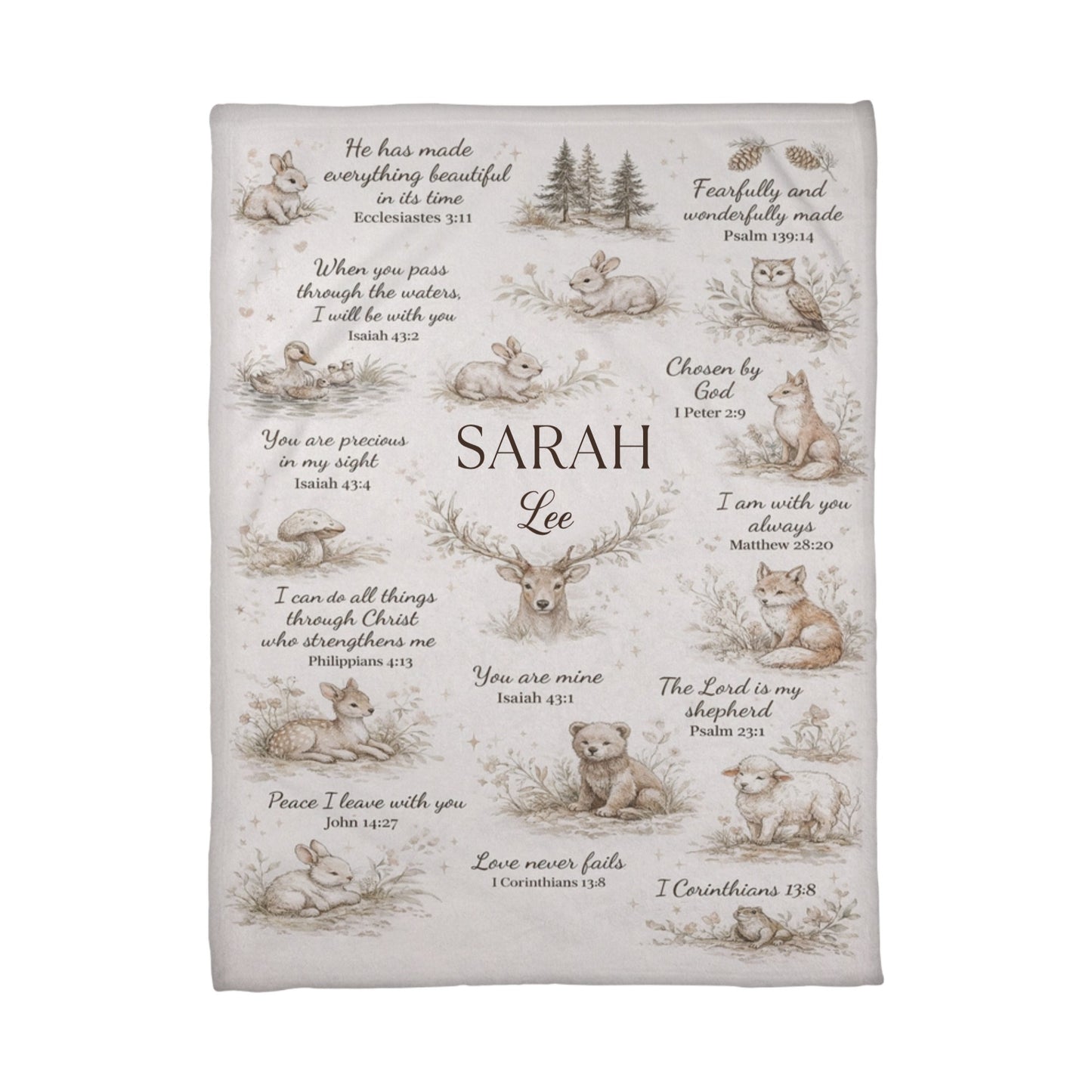 Personalized Christian Baby Name Blanket – Bible Verse Fleece Blanket, Custom Nursery Gift, Faith-Based Baby Shower Gift