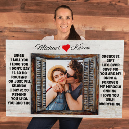 Custom Couple Photo Canvas – "I Love You" Romantic Wall Art Gift