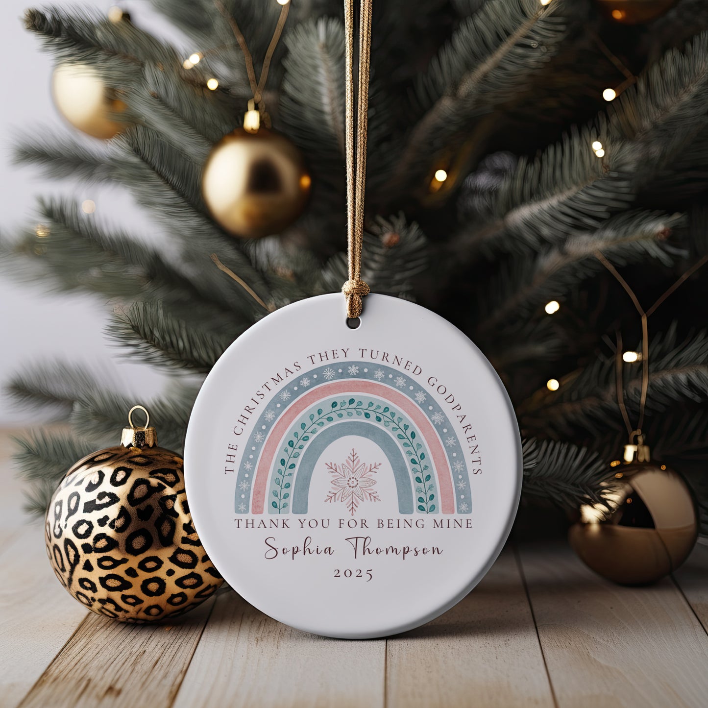 Personalized Godparent Ornament from Godchild – Custom Names & Year – Thank You Christmas Gift Keepsake