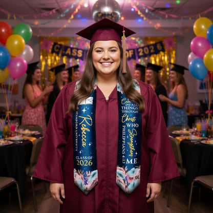 Personalized Graduation Stole – Custom Name, School, Year & Photo | Class of 2026 Graduation Sash | High School & College Grad Gift | Keepsake Graduation Stole