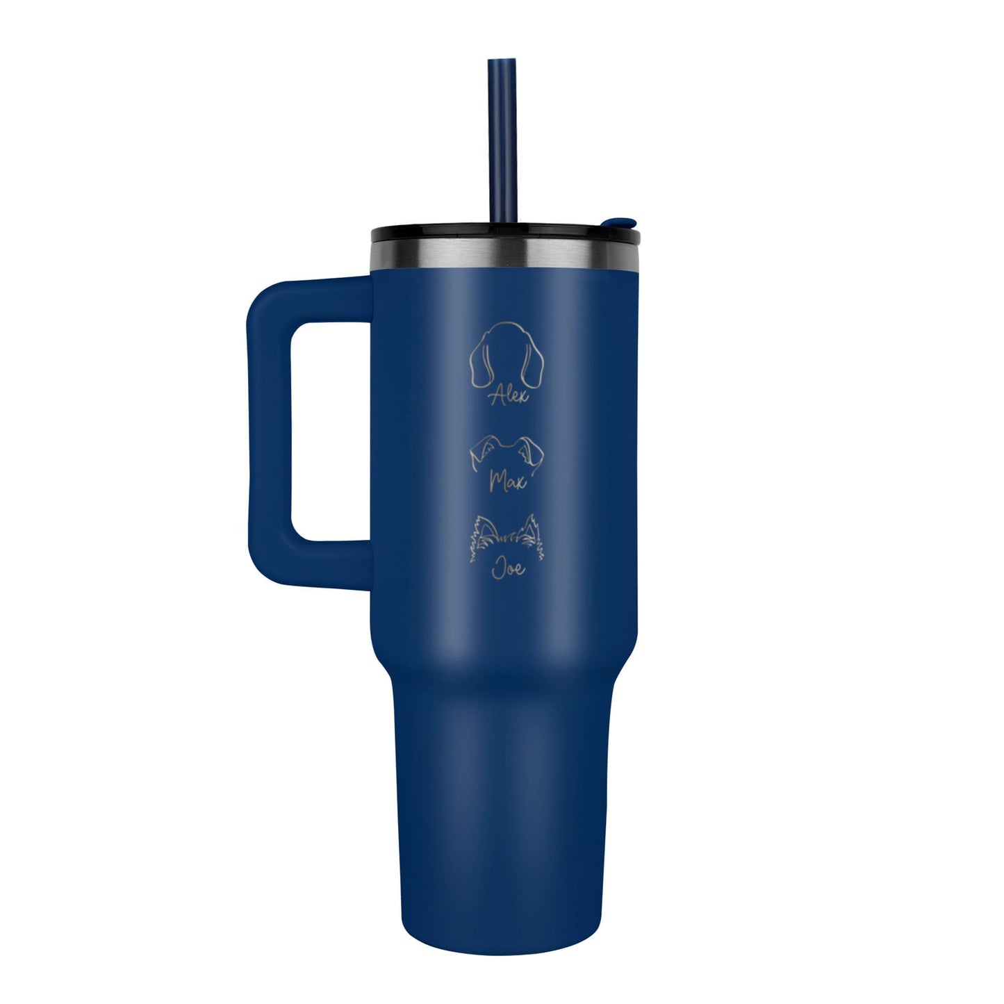 Custom Pet Name & Outline Tumbler – Personalized Dog & Cat Cup with Straw