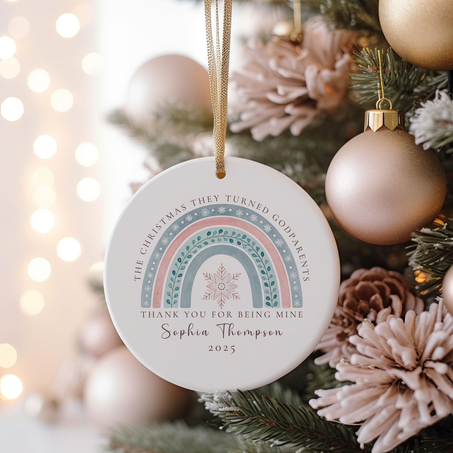 Personalized Godparent Ornament from Godchild – Custom Names & Year – Thank You Christmas Gift Keepsake