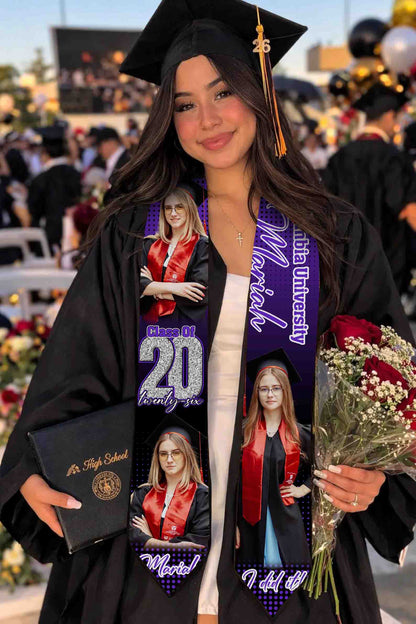 Personalized Purple Graduation Stole Class of 2026 – Custom Name & Photo Graduation Sash, College Senior Gift