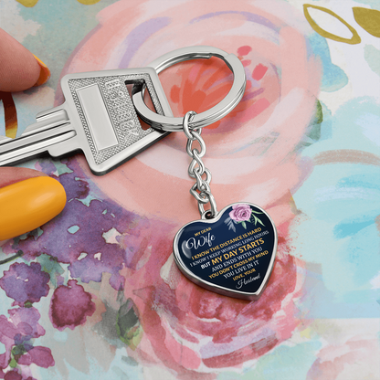My Dear Wife” Heart Keychain – Long Distance Love Gift from Husband
