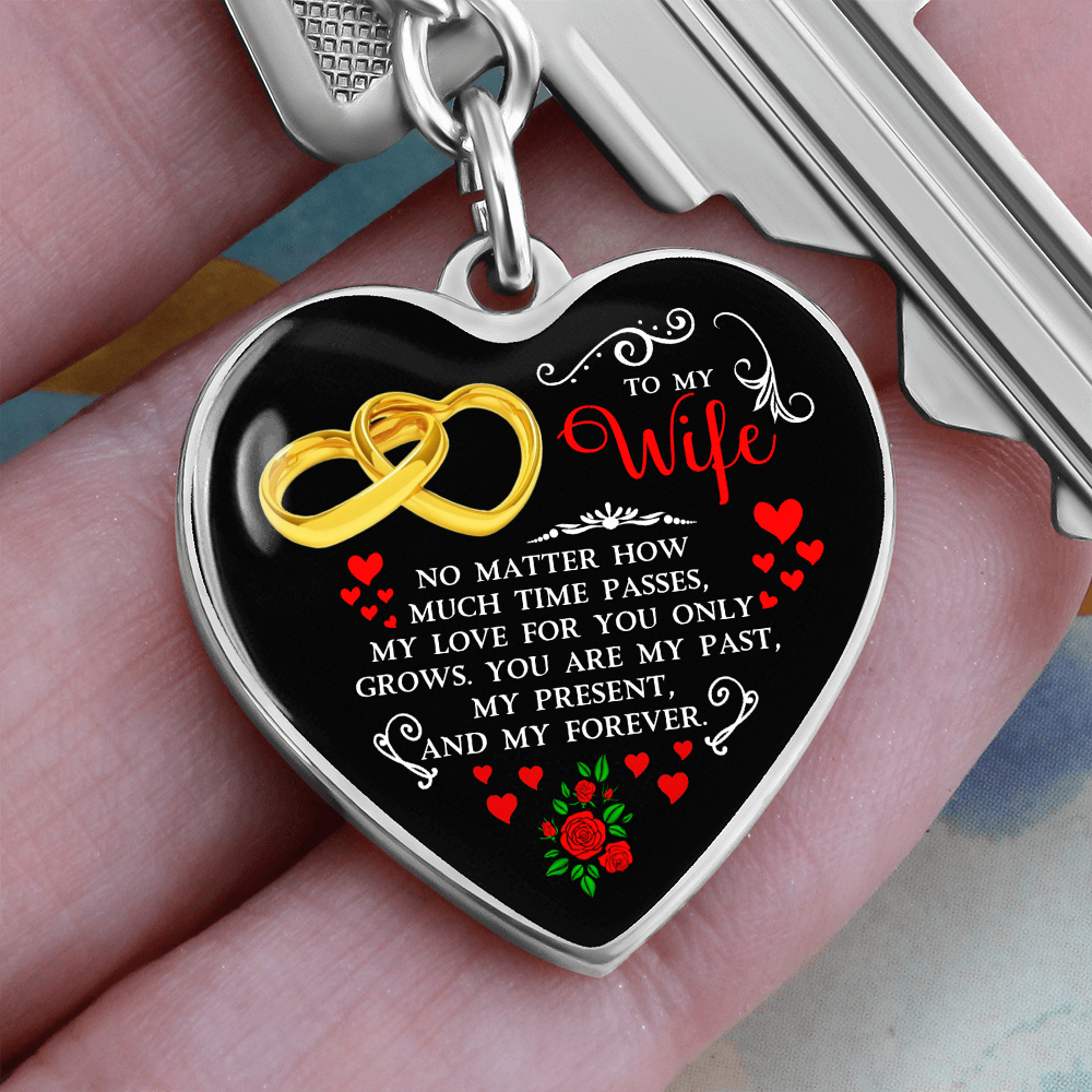 To My Wife” Heart Keychain – Romantic Curb Key Ring Gift for Her