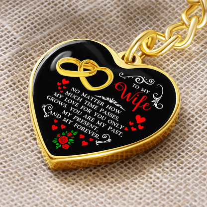 To My Wife” Heart Keychain – Romantic Curb Key Ring Gift for Her