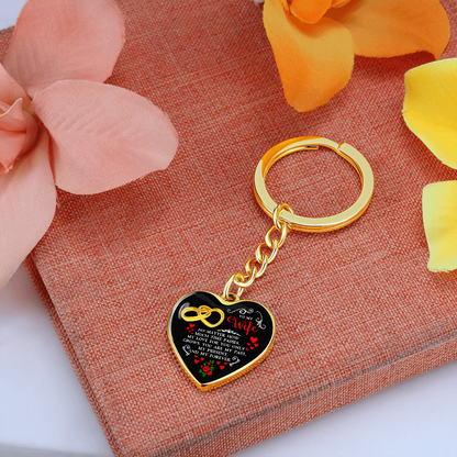 To My Wife” Heart Keychain – Romantic Curb Key Ring Gift for Her