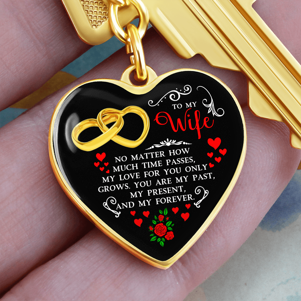 To My Wife” Heart Keychain – Romantic Curb Key Ring Gift for Her