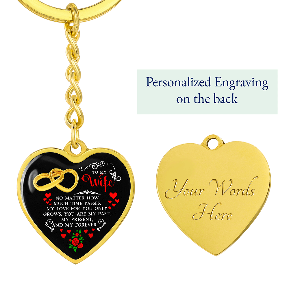 To My Wife” Heart Keychain – Romantic Curb Key Ring Gift for Her