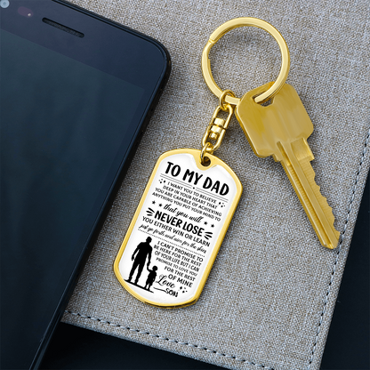 To My Dad – Love, Son” Dog Tag Keychain – Inspirational Father Gift