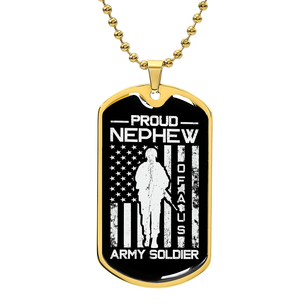Proud Nephew Army Soldier Necklace – Military Dog Tag Pendant Gift | Patriotic Army Family Jewelry