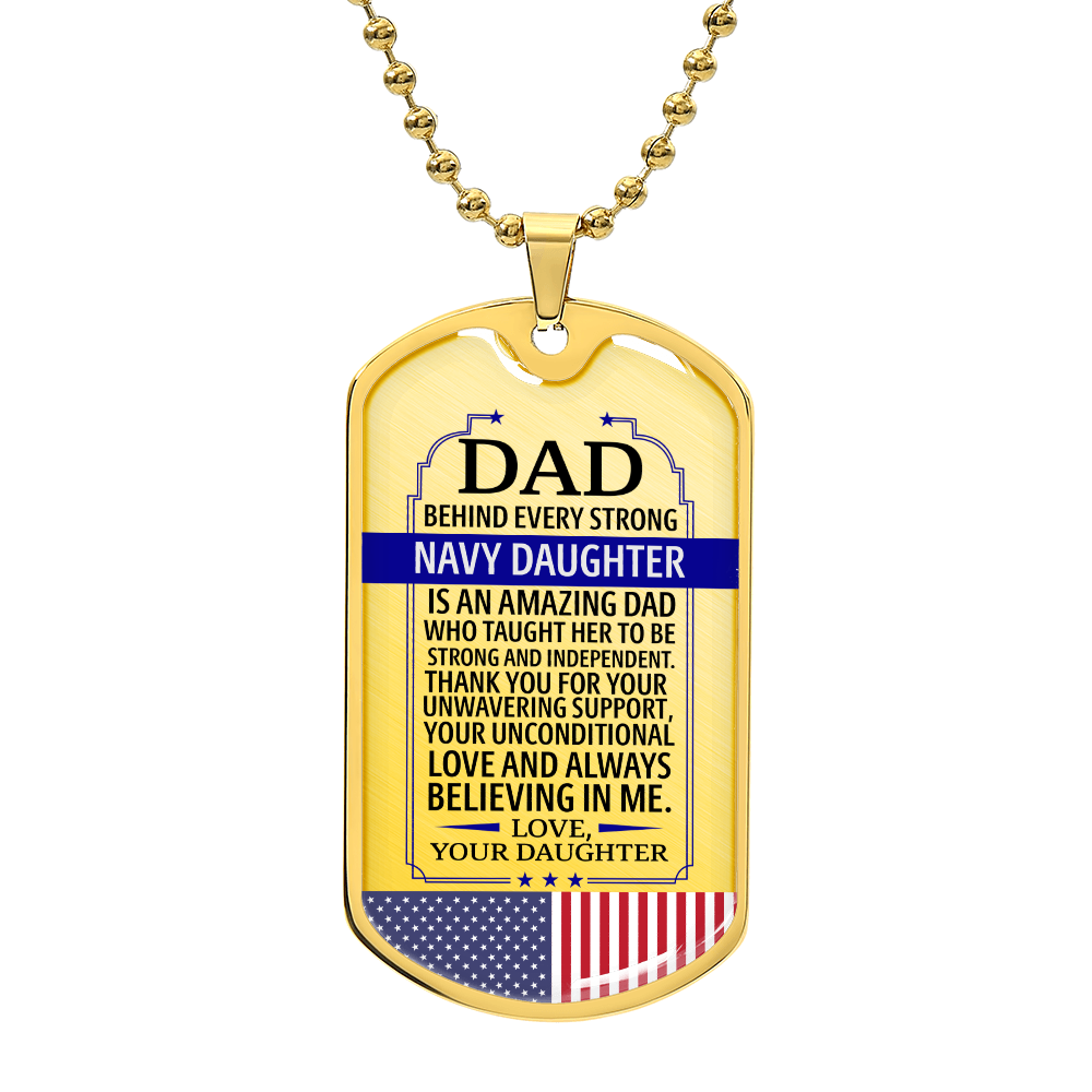 To My Daughter Navy Dad Necklace – Military Dog Tag Gift from Father | Patriotic Navy Family Jewelry