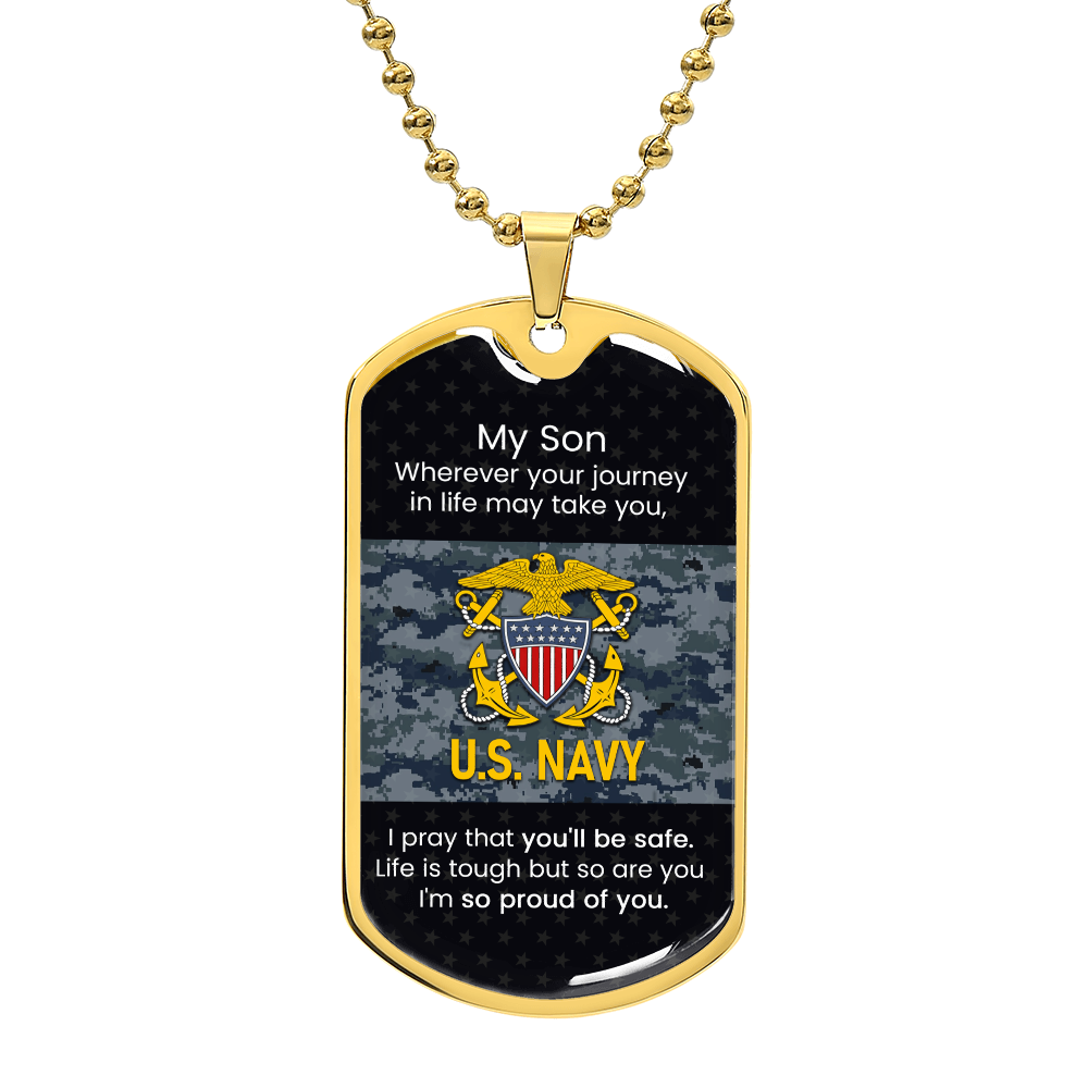 To My Son Navy Necklace – Proud Navy Dad Gift Dog Tag | Military Inspirational Jewelry from Father