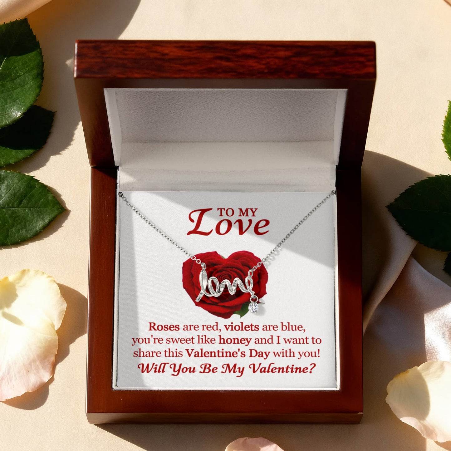 Scripted Love Necklace for Her – Romantic Valentine's Day Gift with Luxury Box, Meaningful Love Jewelry