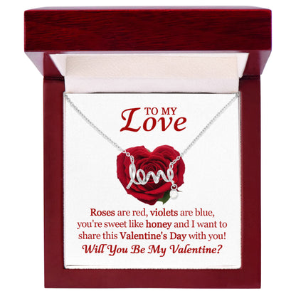 Scripted Love Necklace for Her – Romantic Valentine's Day Gift with Luxury Box, Meaningful Love Jewelry