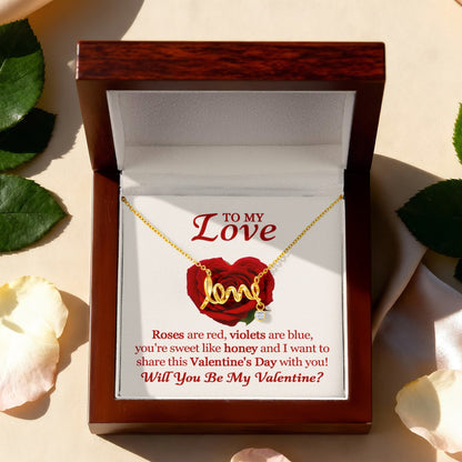 Scripted Love Necklace for Her – Romantic Valentine's Day Gift with Luxury Box, Meaningful Love Jewelry