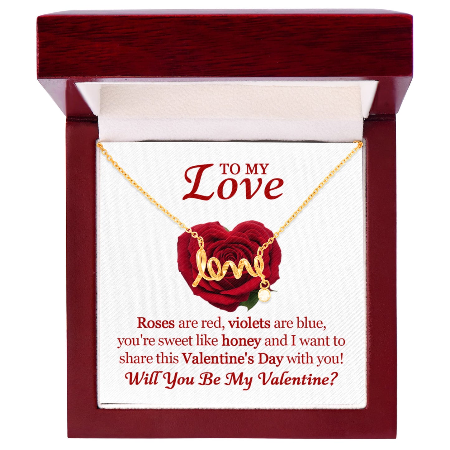 Scripted Love Necklace for Her – Romantic Valentine's Day Gift with Luxury Box, Meaningful Love Jewelry
