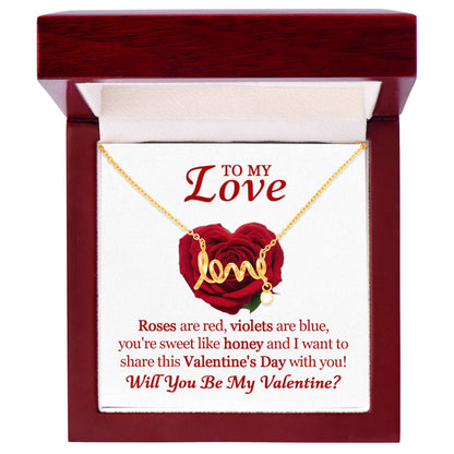 Scripted Love Necklace for Her – Romantic Valentine's Day Gift with Luxury Box, Meaningful Love Jewelry