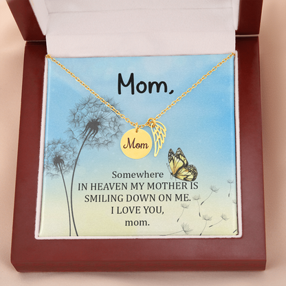 Memorial Necklace for Mom – Remembrance Angel Wing Jewelry Gift