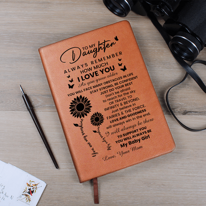 To My Daughter Graphic Leather Journal – Inspirational Gift