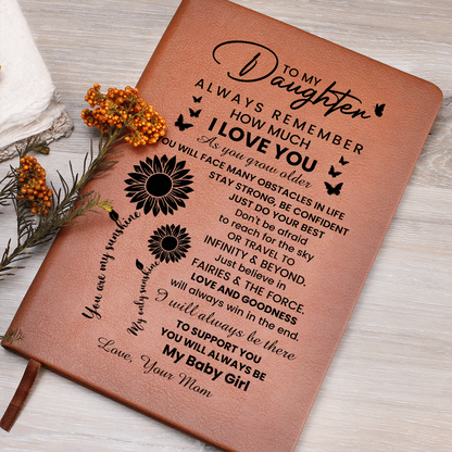To My Daughter Graphic Leather Journal – Inspirational Gift