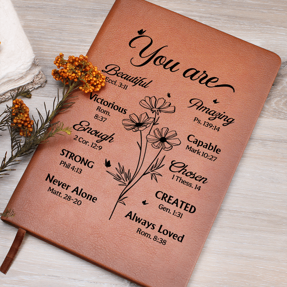 You Are Scripture Leather Journal – Inspirational Bible Gift