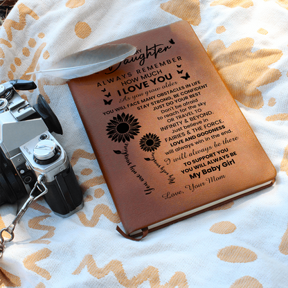 To My Daughter Graphic Leather Journal – Inspirational Gift