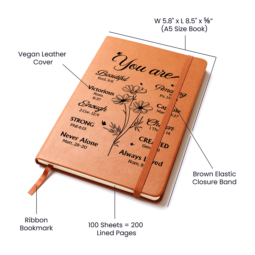You Are Scripture Leather Journal – Inspirational Bible Gift