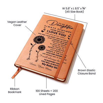 To My Daughter Graphic Leather Journal – Inspirational Gift