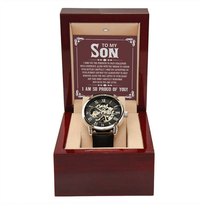 To My Son - Openwork Watch with Message Card Gift