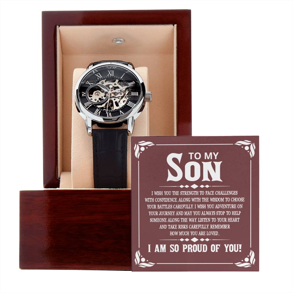 To My Son - Openwork Watch with Message Card Gift
