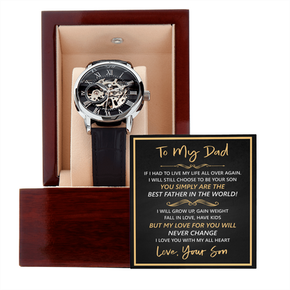Luxury Openwork Watch Father's Day Gift for Dad – With Heartfelt Message Card