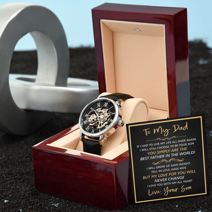 Luxury Openwork Watch Father's Day Gift for Dad – With Heartfelt Message Card