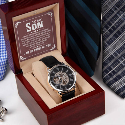 To My Son - Openwork Watch with Message Card Gift