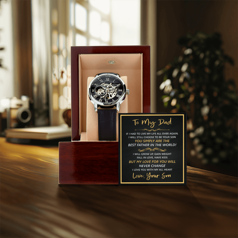Luxury Openwork Watch Father's Day Gift for Dad – With Heartfelt Message Card
