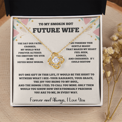 To My Future Wife – Love Knot Necklace with Romantic Message Card (Yellow or White Gold
