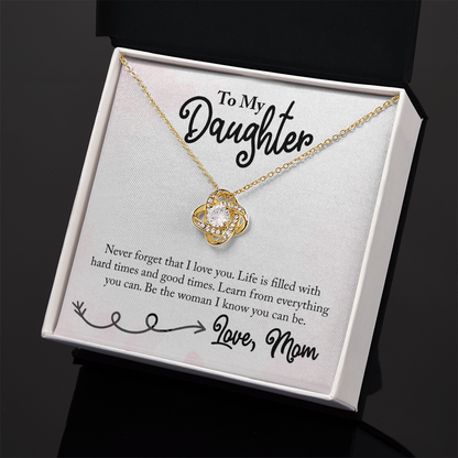 To My Daughter Love Knot Necklace – I Love You Gift from Mom or Dad