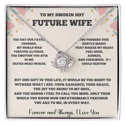 To My Future Wife – Love Knot Necklace with Romantic Message Card (Yellow or White Gold