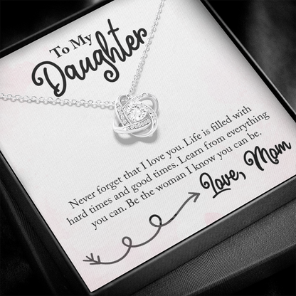 To My Daughter Love Knot Necklace – I Love You Gift from Mom or Dad