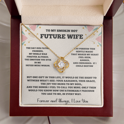 To My Future Wife – Love Knot Necklace with Romantic Message Card (Yellow or White Gold