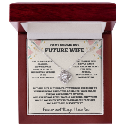 To My Future Wife – Love Knot Necklace with Romantic Message Card (Yellow or White Gold
