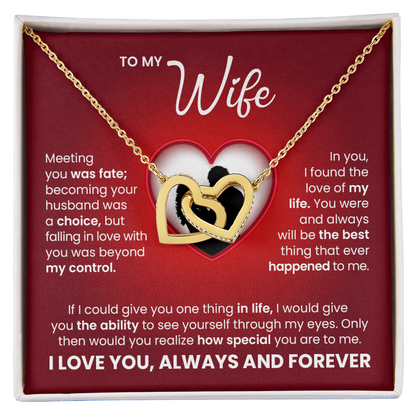Interlocking Hearts Necklace for Wife – Romantic Love Gift with Message Card, Forever Love Jewelry for Her
