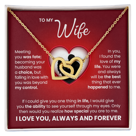 Interlocking Hearts Necklace for Wife – Romantic Love Gift with Message Card, Forever Love Jewelry for Her