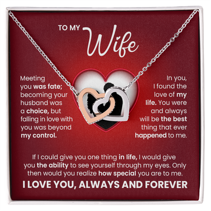 Interlocking Hearts Necklace for Wife – Romantic Love Gift with Message Card, Forever Love Jewelry for Her