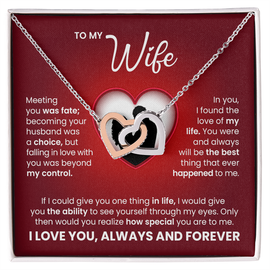 Interlocking Hearts Necklace for Wife – Romantic Love Gift with Message Card, Forever Love Jewelry for Her