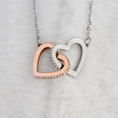 Personalized Interlocking Hearts Necklace for Niece – Custom Message Card Gift in Luxury Box