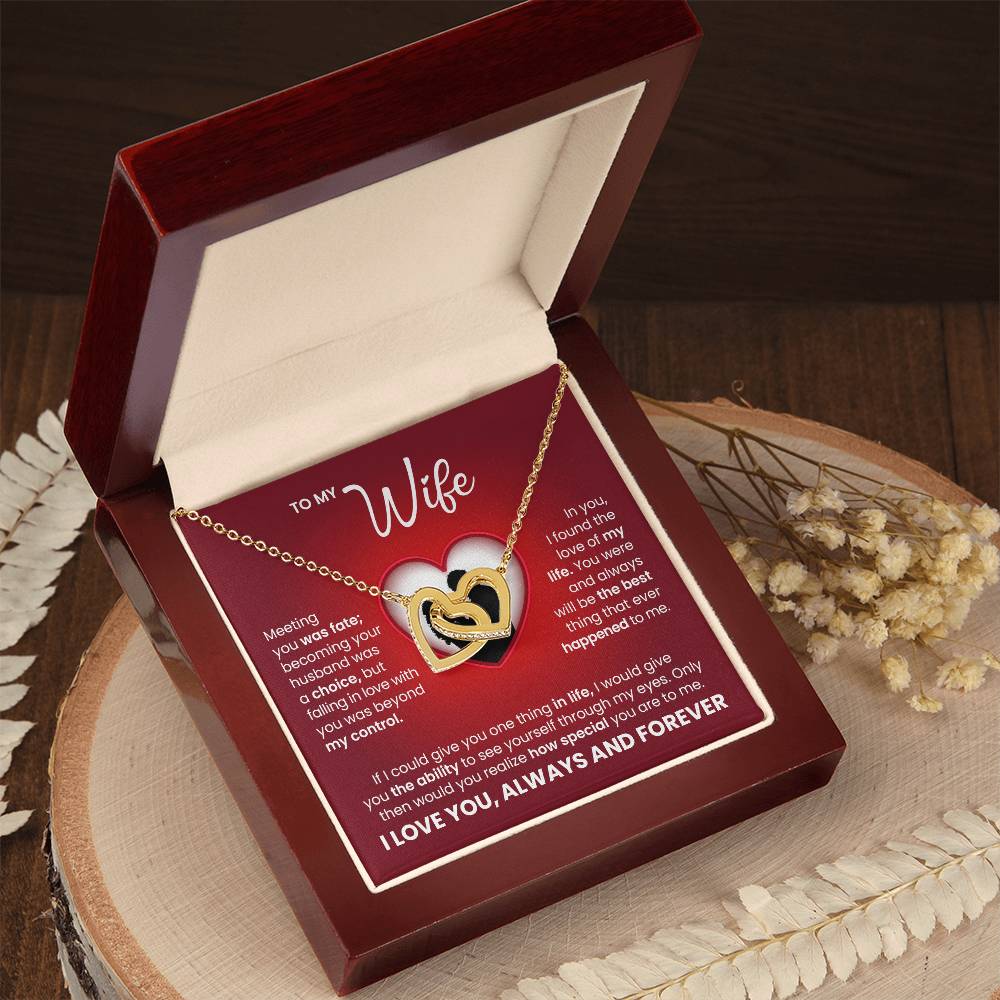 Interlocking Hearts Necklace for Wife – Romantic Love Gift with Message Card, Forever Love Jewelry for Her