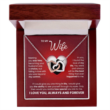 Interlocking Hearts Necklace for Wife – Romantic Love Gift with Message Card, Forever Love Jewelry for Her