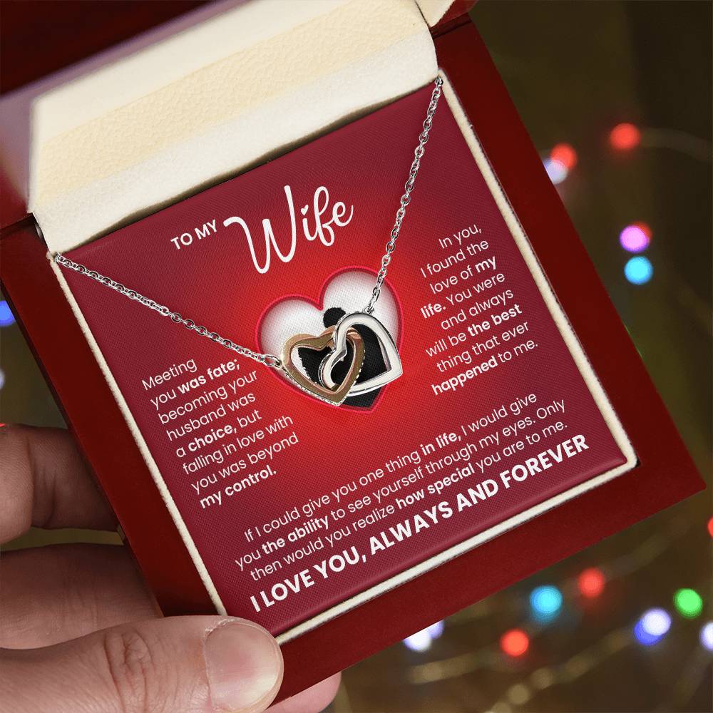 Interlocking Hearts Necklace for Wife – Romantic Love Gift with Message Card, Forever Love Jewelry for Her