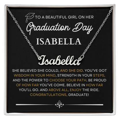 Personalized Graduation Name Necklace with Inspirational Message Card – Custom Gift for Her